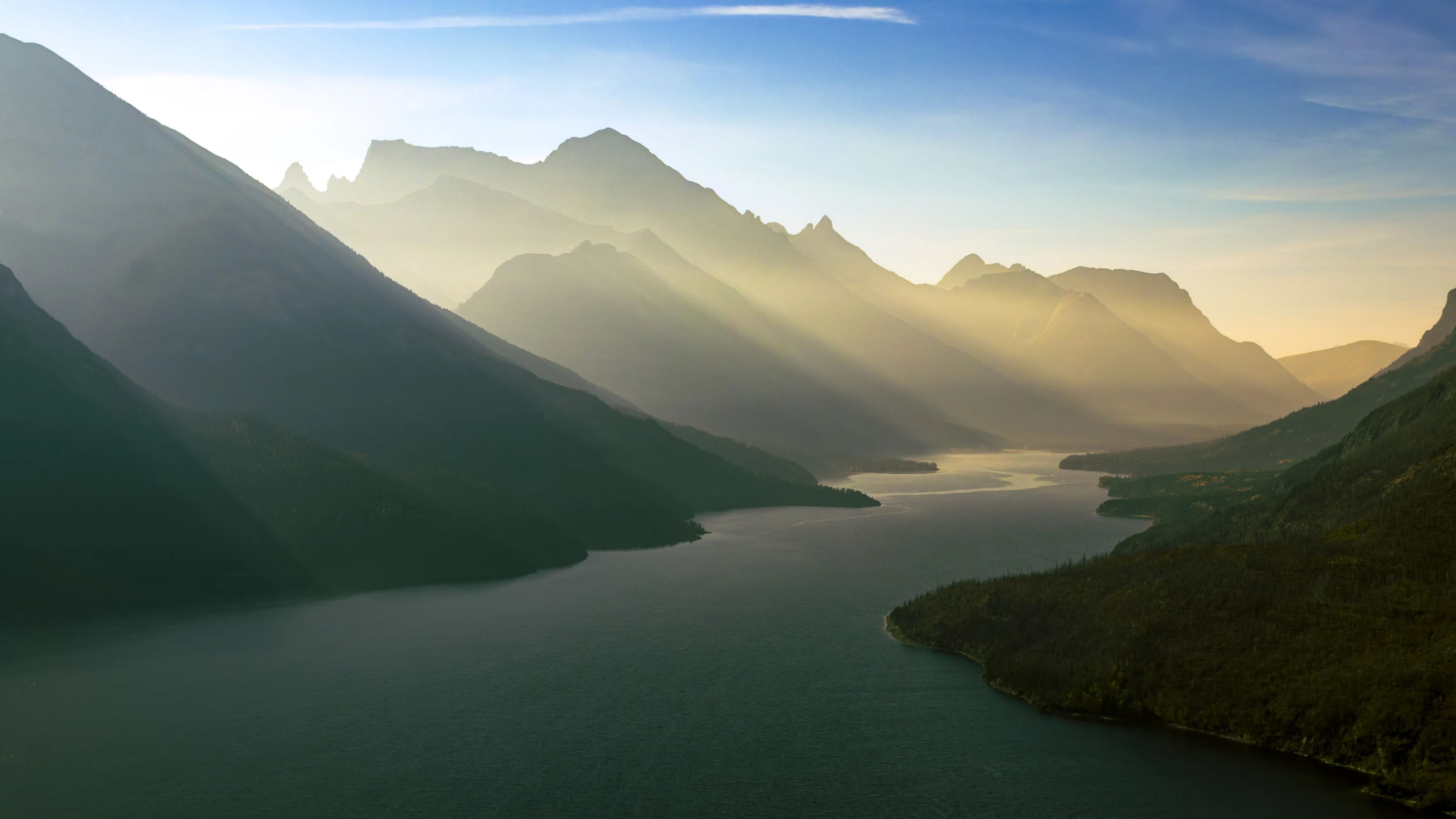 An landscape view of Waterton Lake as seen from Bear's Hump Trail