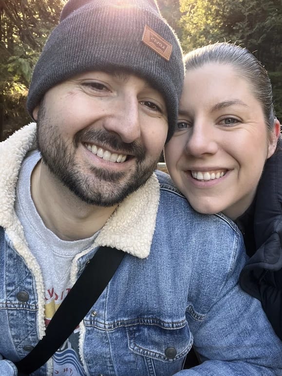A couples selfie of Anita and Luc